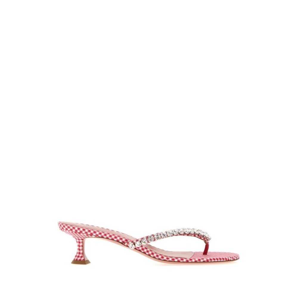 Amina Muaddi Women Embroidered Fabric Thong Mules